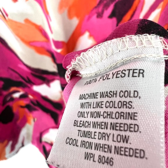 JM Collection Womens Size XL Pink Orange Short Sleeve Blouse Shirt Top Summer - Picture 6 of 7